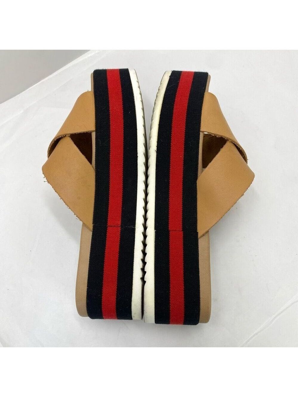 Steve Madden Asher Platform Sandals WM 8 Tan Brown Red Slide On Strappy Y2K Styl - Picture 6 of 11